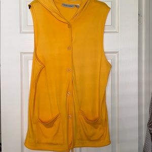 YELLOW HOODED SWIM COVER-UP- BUTTON DOWN